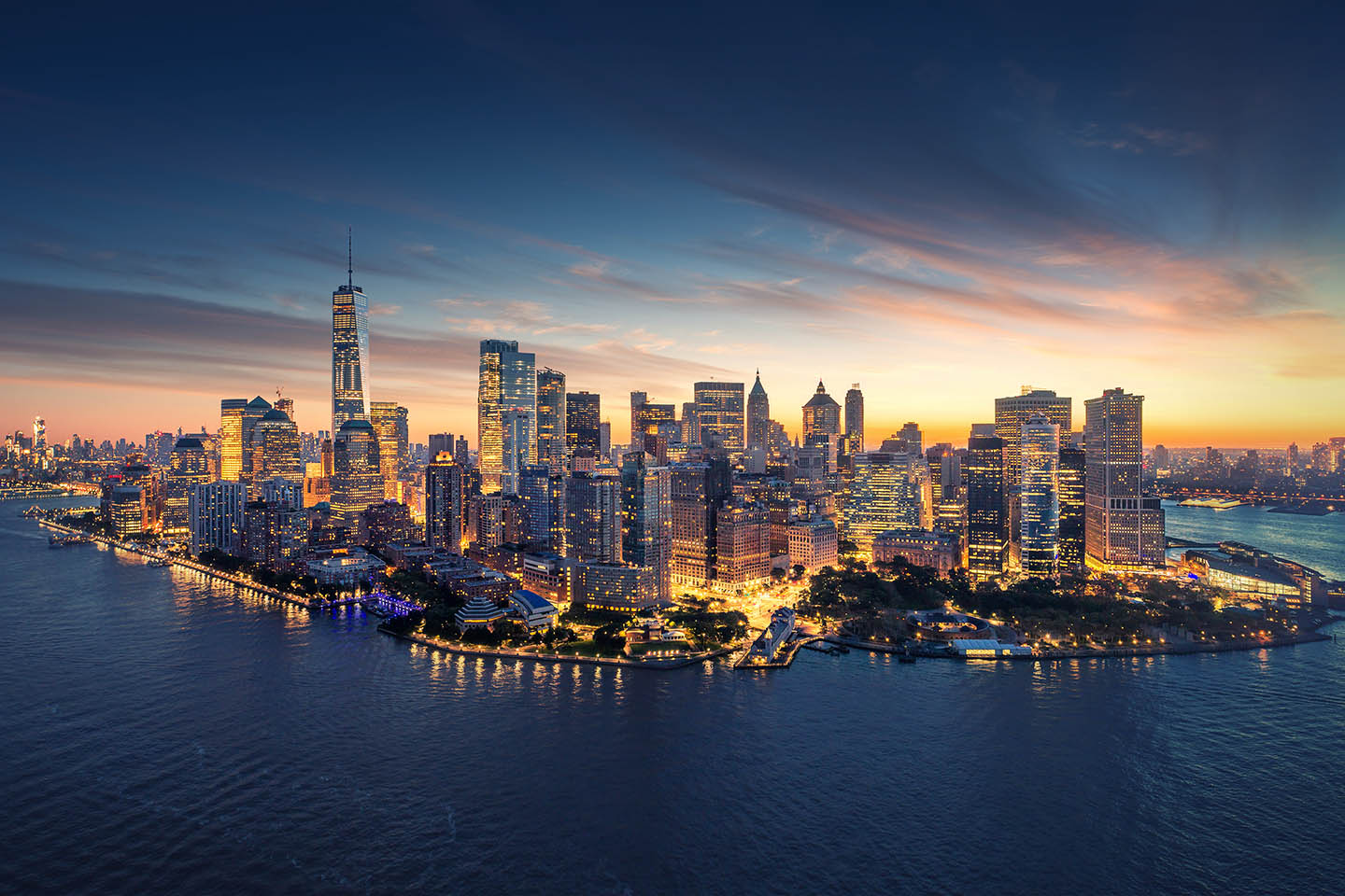 New York City panorama skyline at sunrise